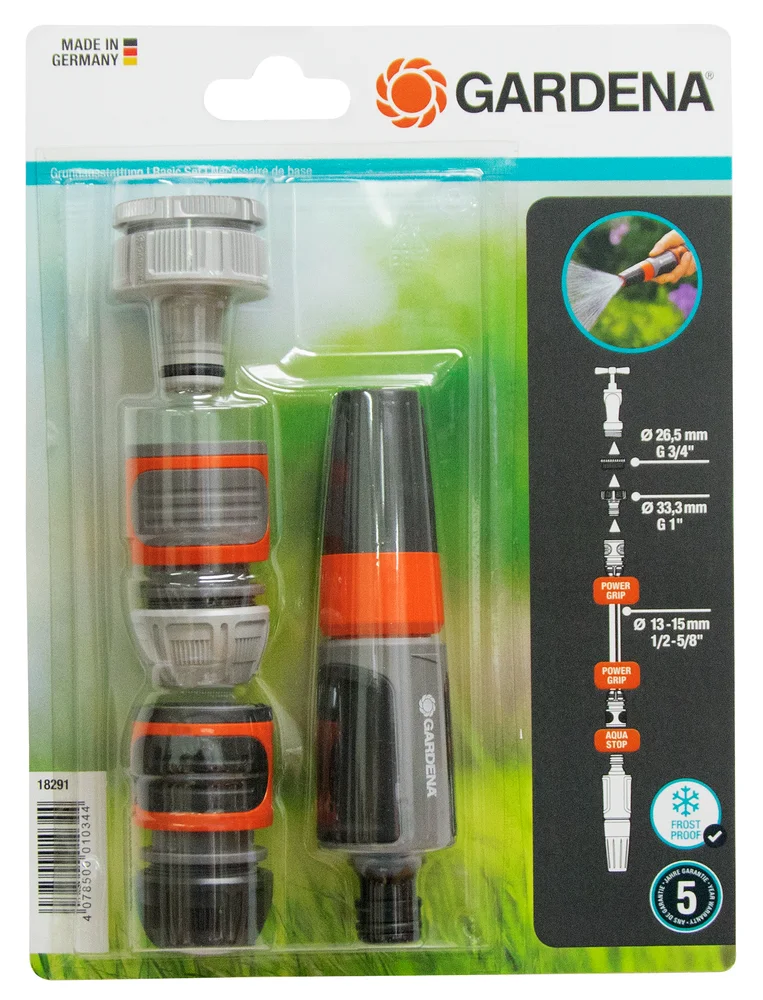 Nécessaire d’arrosage Gardena de base 15 mm 13 mm (1/2") et 15 mm (5/8") 5 pièces – Gardena