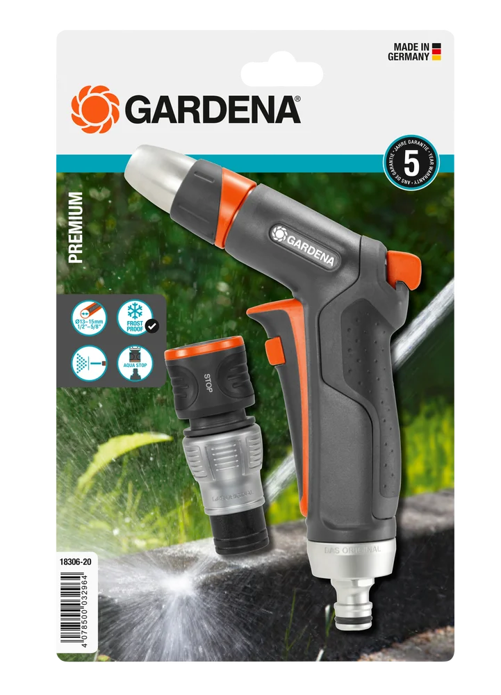 Kit pistolet de nettoyage + raccord d'arrosage aquastop Premium – Gardena