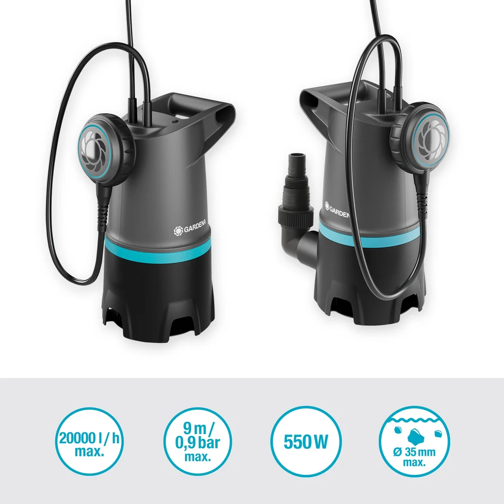 Pompe d’évacuation Gardena pour eaux chargées 20000 basic 550 W 0,9 bars – Gardena (vue 2)
